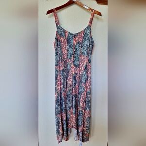 Vintage Joseph Ribkoff Jagged Hem Floral Sequin Flowy Midi Dress Womens Size 8